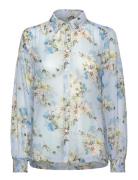 Claire Woman Shirt Cwrenette Flower Leaves Blå