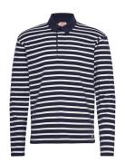 Armor Lux Striped Polo Shirt Long Sleeves Héritage Marinblå