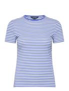 Lauren Ralph Lauren Striped Stretch Cotton Crewneck Tee Blå