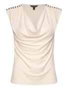 Lauren Ralph Lauren Jersey Sleeveless Cowlneck Top Beige