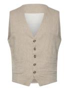 Lindbergh Cotton Linen Waistcoat Beige