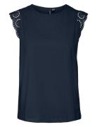 Vero Moda Vmemily Sl Gathering Top Jrs Noos Marinblå