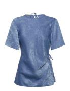 Scotch & Soda Crushed Satin Wrap Top Blå