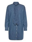 Lauren Ralph Lauren Denim Tie-Neck Shirtdress Blå