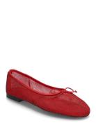 Mango Mesh Ballerina Flats With Bow Röd