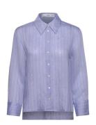 Mango Stripe-Print Shirt Blå