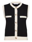 Mango Knitted Waistcoat With Contrast Piping Svart