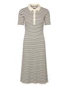 GANT Rib Knit Striped Rugger Ss Dress Kräm