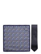 Amanda Christensen Tie & Pocket Square Marinblå