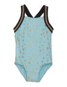 Color Kids Swimsuit W Elastic Straps, Aop Blå