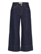 Mango Wide-Leg Cropped Jeans With Seam Detail Marinblå
