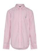 Ralph Lauren Kids Striped Cotton Poplin Shirt Rosa