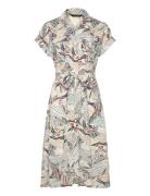 Lauren Ralph Lauren Print Belted Crepe Camp Shirtdress Beige