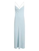 Calvin Klein Crepe Low Back Drape Dress Blå