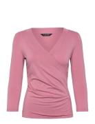 Lauren Ralph Lauren Surplice Jersey Top Rosa