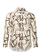 Lauren Women Slim Fit Belting-Print Jersey Shirt Kräm