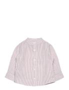 Mango Striped Mao Collar Shirt Beige