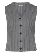 Weekday Rib-Knitted V-Neck Vest Grå