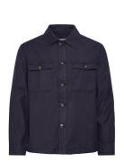 GANT Reg Cot/Linen Overshirt Marinblå