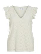 Vila Viamalina V-Neck C/S Top/Pb Kräm