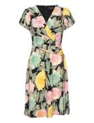 Lauren Ralph Lauren Floral Stretch Jersey Surplice Dress Silver
