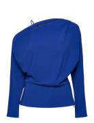 Mango Asymmetrical Gathered Blouse Marinblå