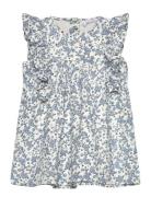 Mango Ruffled Printed Dress Blå