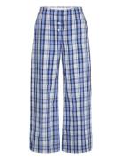 Monki Wide-Leg Cotton Twill Trousers Blå