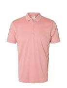 Selected Homme Slhfave Zip Ss Polo Noos Rosa