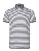 Polo Ralph Lauren Custom Slim Fit Striped Mesh Polo Shirt Marinblå