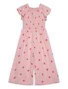 Lindex Jumpsuit Ss Smock Aop Rosa