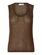 Selected Femme Slfhennah Sl Knit Structure Top Brun