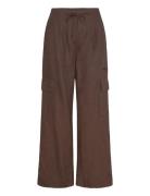 Mango Linen Cargo Trousers Brun