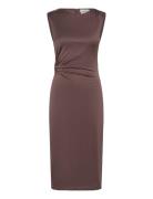 Malina Marquis Ruched Cut Out Jersey Midi Dress Brun