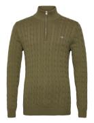 GANT Cotton Cable Half Zip Grön