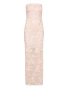 ROTATE Birger Christensen Flower Mesh Tube Dress Rosa
