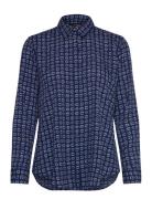 Lauren Ralph Lauren Classic Fit Geo-Print Crepe Shirt Marinblå