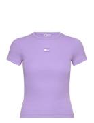 Tommy Jeans Tjw Slim Badge Rib Tee Rosa