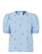 Pieces Pcjeo Ss O-Neck Top Wvn D2D Blå