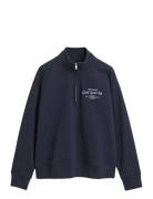 GANT Graphic Half Zip Sweat Marinblå