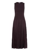 Mango Combined-Fabric Long Dress Brun