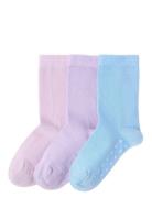Lindex Sock 3 P Sg Solid Antislip Lila