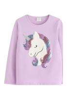 Lindex Top Ls Unicorn Rainbow W Sequi Lila