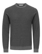 ONLY & SONS Onsmiguel Reg 12 Structure Crew Knit Grå