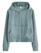 Lindex Hoodie I Velour Blå