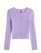 Tommy Jeans Tjw Pointelle Crew Neck Cardigan Lila