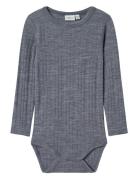 Name It Nmmwang Wool Needle Ls Body Solid Grå