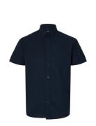 Selected Slhreg-New Linen Shirt Ss Noos Marinblå
