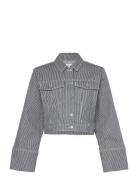 Selected Slfmyra Ls Stripe Short Denim Jacket Marinblå