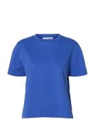 Selected Slfessential Ss Boxy Tee Noos Blå
